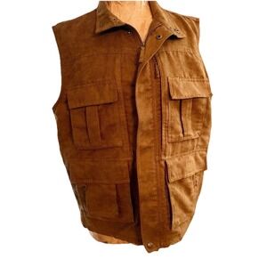 TravelSmith Unisex Travel Vest Size Medium Tobacco Full Zip Hike Fish Hunt
